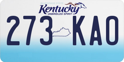 KY license plate 273KAO