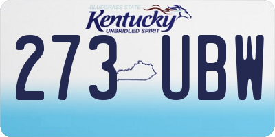 KY license plate 273UBW