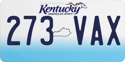 KY license plate 273VAX
