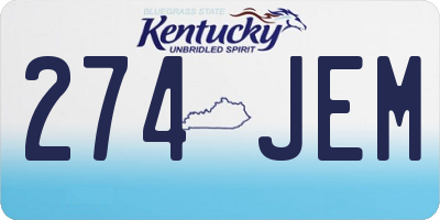 KY license plate 274JEM