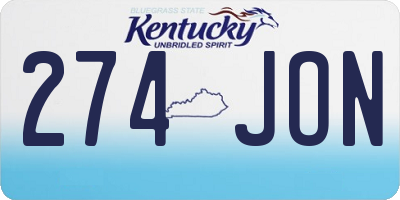 KY license plate 274JON