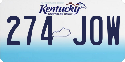 KY license plate 274JOW