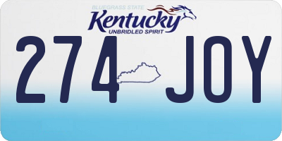 KY license plate 274JOY