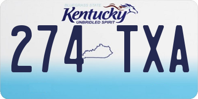 KY license plate 274TXA