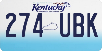 KY license plate 274UBK
