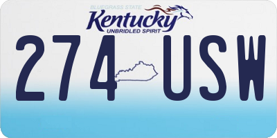 KY license plate 274USW