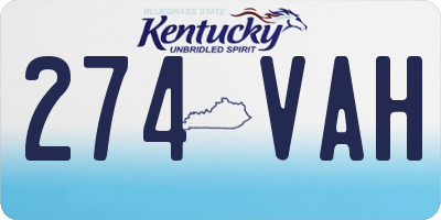KY license plate 274VAH