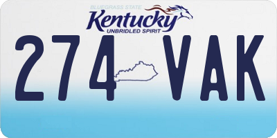KY license plate 274VAK