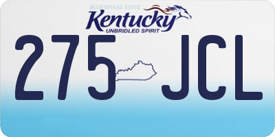 KY license plate 275JCL