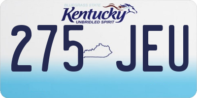 KY license plate 275JEU
