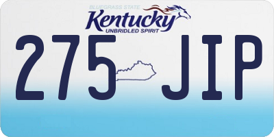 KY license plate 275JIP