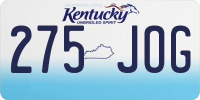 KY license plate 275JOG