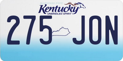 KY license plate 275JON