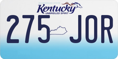 KY license plate 275JOR