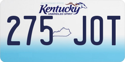 KY license plate 275JOT