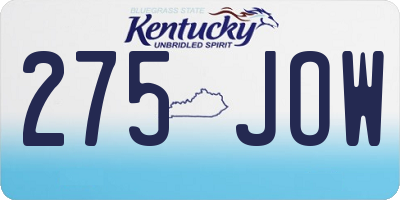 KY license plate 275JOW