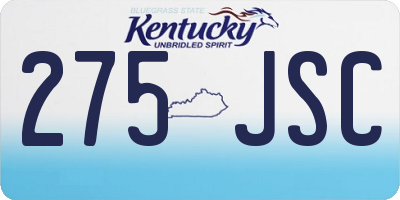 KY license plate 275JSC