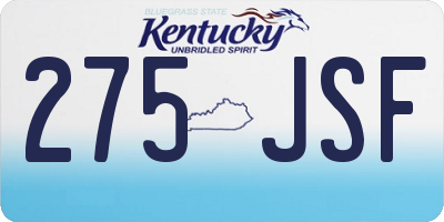 KY license plate 275JSF