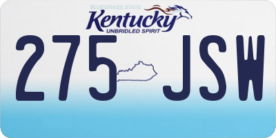 KY license plate 275JSW