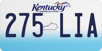 KY license plate 275LIA