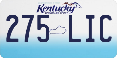 KY license plate 275LIC