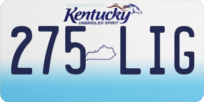 KY license plate 275LIG