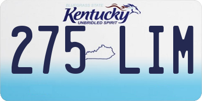 KY license plate 275LIM