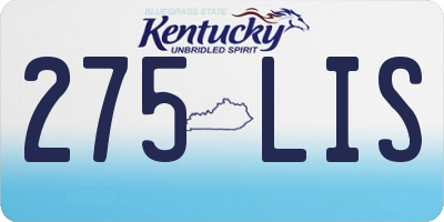 KY license plate 275LIS