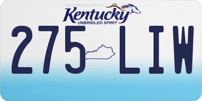 KY license plate 275LIW