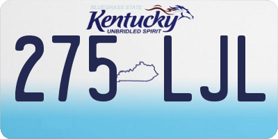 KY license plate 275LJL