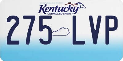 KY license plate 275LVP