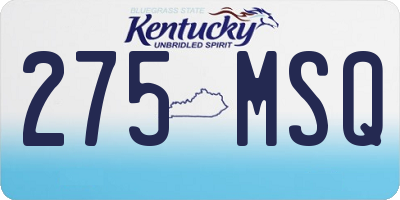 KY license plate 275MSQ