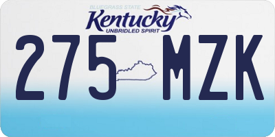 KY license plate 275MZK