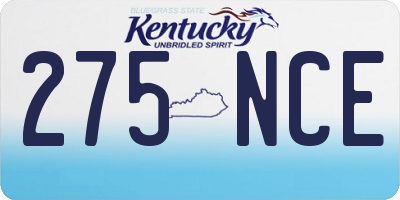 KY license plate 275NCE