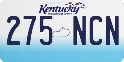 KY license plate 275NCN