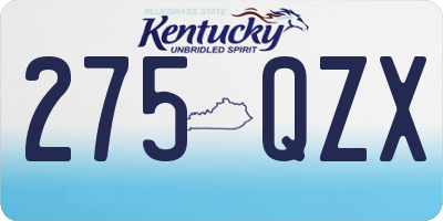 KY license plate 275QZX