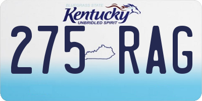 KY license plate 275RAG