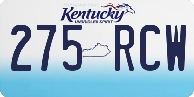 KY license plate 275RCW