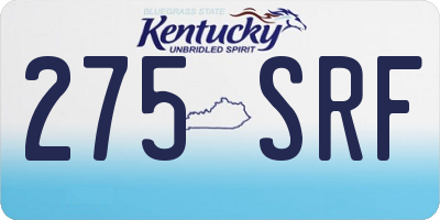 KY license plate 275SRF