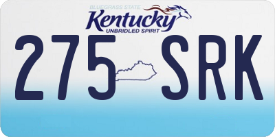 KY license plate 275SRK