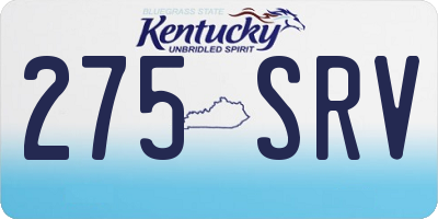 KY license plate 275SRV