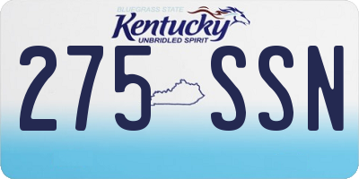 KY license plate 275SSN