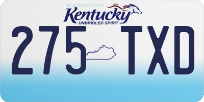 KY license plate 275TXD