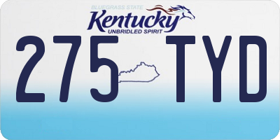 KY license plate 275TYD