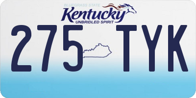 KY license plate 275TYK
