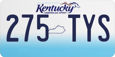 KY license plate 275TYS