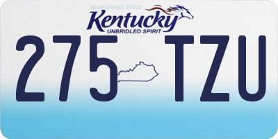 KY license plate 275TZU