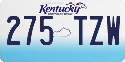 KY license plate 275TZW
