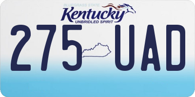KY license plate 275UAD