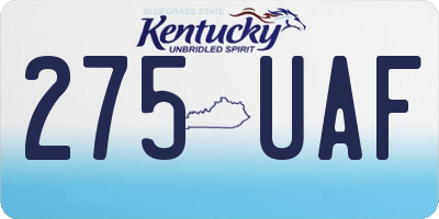 KY license plate 275UAF